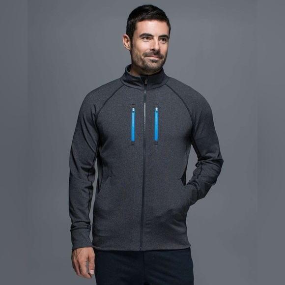 Lululemon Men’s Shift Jacket Size M Heathered Black / Cornflower - Picture 1 of 13
